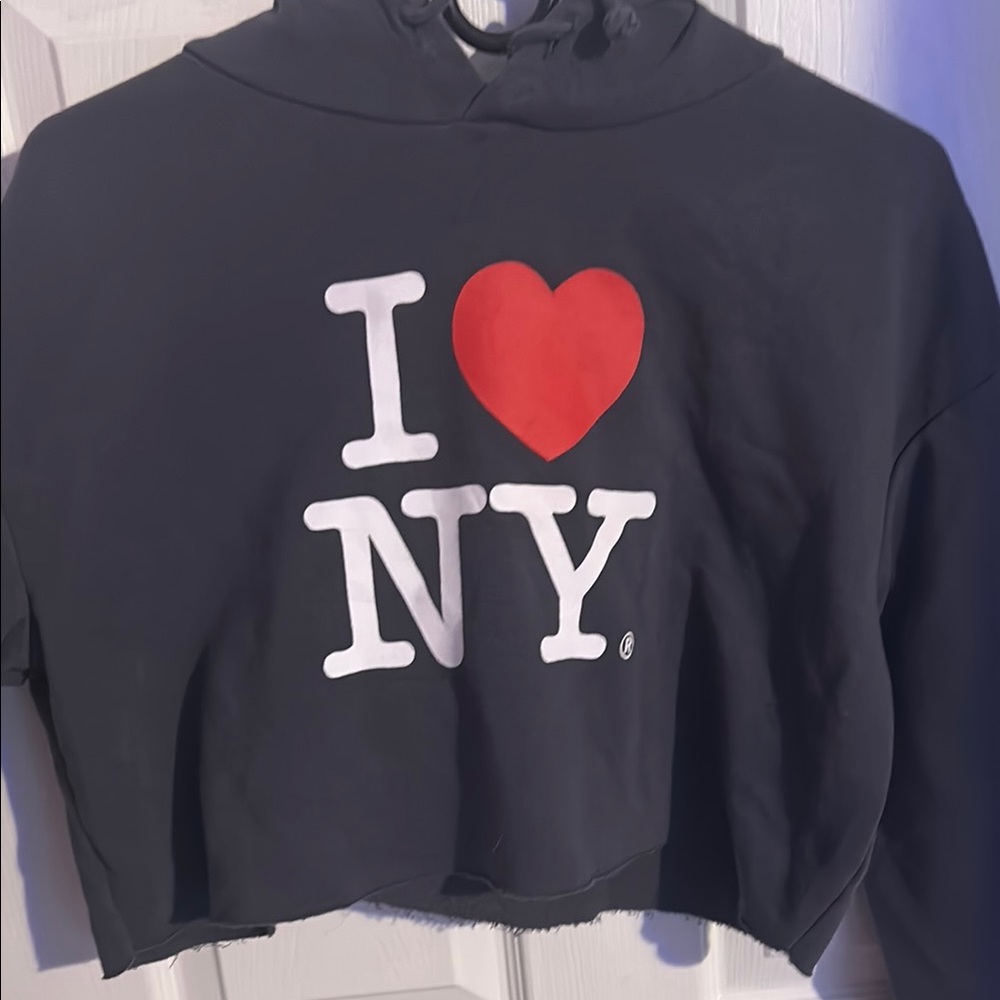 Black Cropped I ❤️ NY Long Sleeve Hoodie